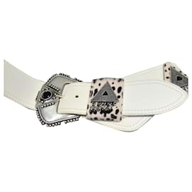 Saint Laurent-Rare Saint Laurent white leather belt-White
