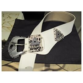 Saint Laurent-Rare ceinture en cuir blanc Saint Laurent-Blanc