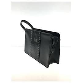 Gianni Versace-**Gianni Versace Black Leather Clutch Bag-Black