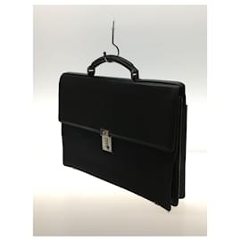 Gianni Versace-**Gianni Versace Black Leather Briefcase-Black