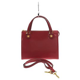 **Gianni Versace Red Leather Shoulder Bag Red