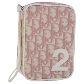 Christian Dior-Christian Dior Trotter Canvas Pouch PVC Leather Pink White Auth rd5408-Pink,White