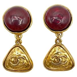 *** Orecchini CHANEL Gripore Triangle Coco Mark Rosso D'oro