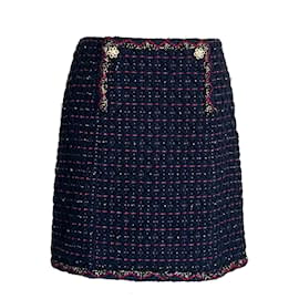 Chanel-6K$ New Salzburg Tweed Skirt-Navy blue