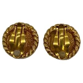 Chanel-***CHANEL  Cocomark Round Earrings-Golden