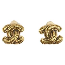 *** Boucles d'oreilles CHANEL matelasse coco mark Doré