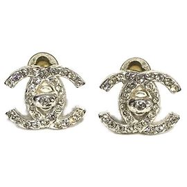***CHANEL  coco mark earrings Silvery