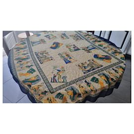 Autre Marque-grande lenço de seda representando o antigo Egito 150x112cm-Amarelo
