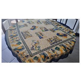 Autre Marque grande sciarpa di seta che rappresenta l'antico Egitto 150X112cm Giallo
