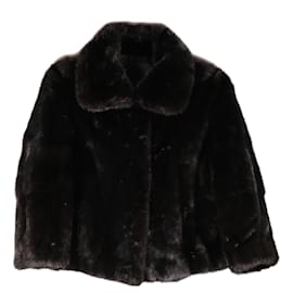 Fendi-Incroyable veste en vison Fendi Manteau noir-Noir