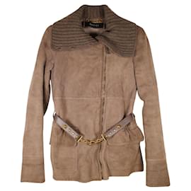 Gucci-Magnifique manteau en daim Gucci avec ceinture-Marron