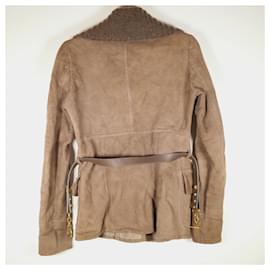 Gucci-Lindo casaco de camurça Gucci com cinto-Marrom