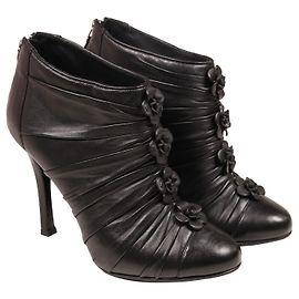 Amazing Chanel Camelia Ankle Boots Black