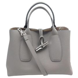 NOVA BOLSA LONGCHAMP ROSEAU M 10058HPNP55 BOLSA DE OMBRO DE COURO Cinza