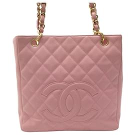 Chanel-SAC A MAIN CHANEL SHOPPING CABAS EN CUIR CAVIAR ROSE PINK HAND BAG PURSE-Rose