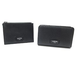 NEW LOT LANCEL WALLET + CARD HOLDER NINON A10537/a11123 LEATHER WALLET Black