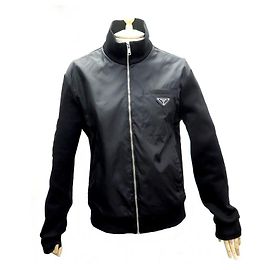 NEW PRADA BOMBER UJL JACKET189 M 48 BLACK NYLON NEW BLACK JACKET COAT Black