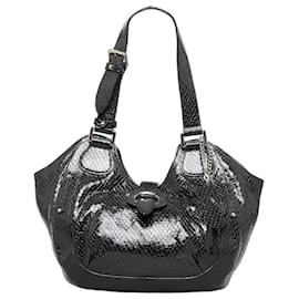 Céline-Celine Embossed Leather Shoulder Bag Leather Shoulder Bag WD-SA-0059 in Fair condition-Black