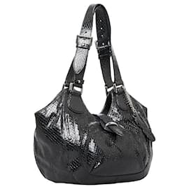 Céline-Celine Embossed Leather Shoulder Bag Leather Shoulder Bag WD-SA-0059 in Fair condition-Black
