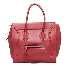 Céline-Celine Leather Luggage Tote Bag Leather Handbag in Excellent condition-Red
