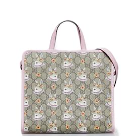 Gucci-GG Supreme Rabbit Handbag 630542-Brown