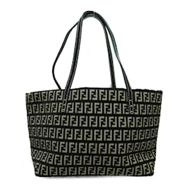 Fendi-Zucchino Canvas Tote Bag 8BH056-Black