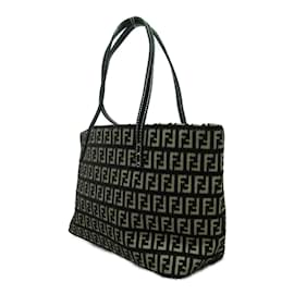 Fendi-Zucchino Canvas Tote Bag 8BH056-Black