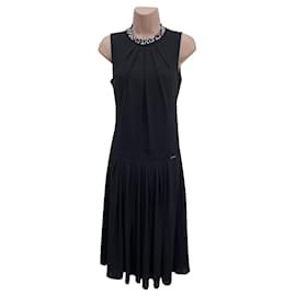 Marciano-MARCIANO GUESS Womens Black Backless Pleated Midi Dress IT 40 UK 8-Black
