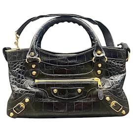 Balenciaga-Balenciaga City model bag in black leather-Black