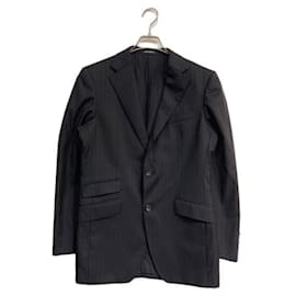 Loro Piana-***Platinfarbener COMME CA Setup-Anzug, vollständig gefütterter, gestreifter Loro Piana-Anzug in Marineblau-Marineblau