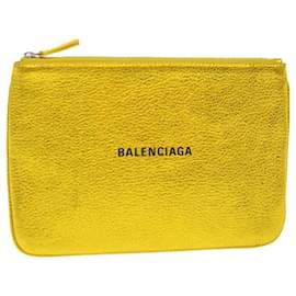 Balenciaga-BALENCIAGA Pouch Leather Gold Auth 46667-Golden