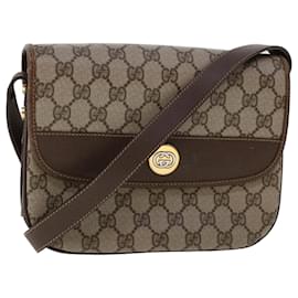 Gucci-GUCCI GG Canvas Shoulder Bag PVC Leather Beige Auth ep877-Beige