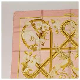 Hermès-HERMES CARRE 90 Schal „CARAIBES“ Seide Rosa Authent4617-Pink