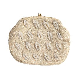 Autre Marque Collection Privée Hand-made Beaded Clutch Eggshell