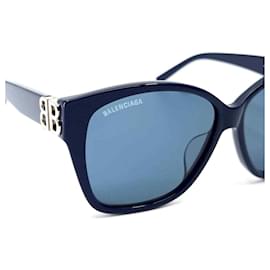 Balenciaga-BALENCIAGA Sonnenbrille BB0135SA 004 blu-Blau,Silber Hardware