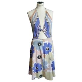 MARNI Vestido ligero de popelín estampado T42 ES EXCELENTE Multicolor