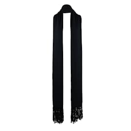 Autre Marque-Collection Privée Wool Shawl with Fringes-Black