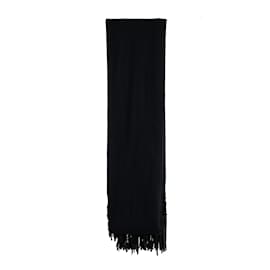 Autre Marque-Collection Privée Wool Shawl with Fringes-Black