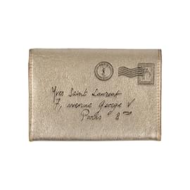 Yves Saint Laurent Leather Card Holder Golden
