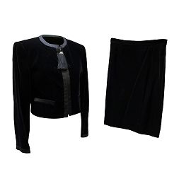 Valentino Garavani Valentino Miss V Giacca e gonna vintage in velluto nero 40 IT Nero