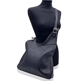 Hermès-Hermes Black Leather Sac Massai Hobo Shoulder Bag Crossbody-Black