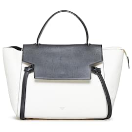 Céline-Celine White Mini Belt Satchel-White