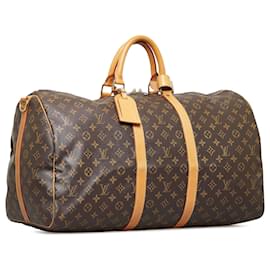 Louis Vuitton-Louis Vuitton Brown Monogram Keepall Bandouliere 55-Brown