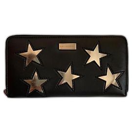 Stella Mc Cartney Cartera Stella McCartney Star de cuero negro con estrellas doradas Negro Dorado
