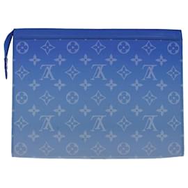Louis Vuitton-LOUIS VUITTON Monogram Clouds Pochette Voyage Clutch Bag Blue M45480 auth 46151a-White,Blue