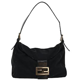Fendi-FENDI Mamma Baguette Sac à bandoulière Nylon Noir Auth bs6540-Noir