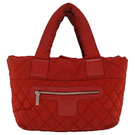 Chanel-CHANEL Cocoko Koon PM Bolsa de mão Nylon Vermelho CC Auth bs6489-Vermelho