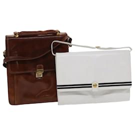 Bally-BALLY Shoulder Bag Leather 2Set Brown White Auth bs6514-Brown,White