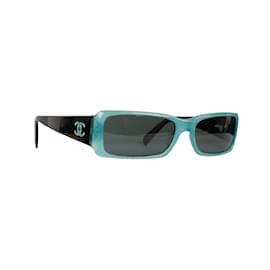 Chanel-Chanel rechteckige Sonnenbrille-Blau
