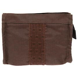 Hermès-HERMES Her Line Pouch Canvas Brown Auth bs6509-Brown